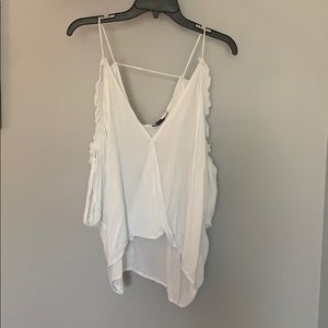 White cold shoulder top